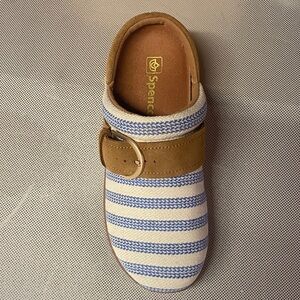 Spencer's Kids Blue and Tan Striped Slippers